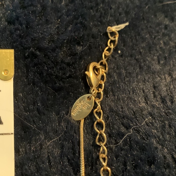 Lia Sophia gold chain necklace with geometric gold and onyx pendant - Picture 3 of 3